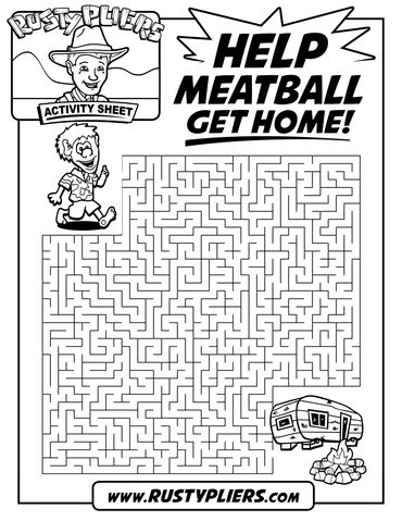 Rusty Pliers and Meatball Maze Activity Sheet.