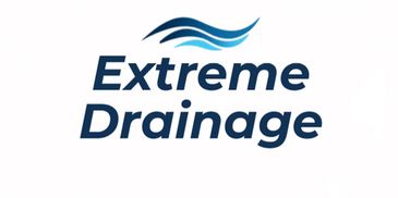 Logo of Extreme Drainage with blue wave design.