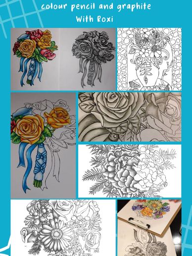 Learn blending and shading with Prisma Colour Pencils and Graphite using provided colouring  sheets.