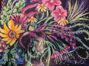 acrylic on canvas 
painted from Penny's flowers Wildwood Flower  Emporium 