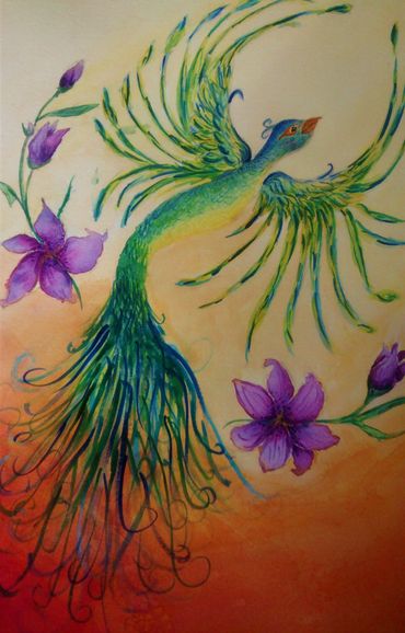 Green phoenix - Adult Art lessons