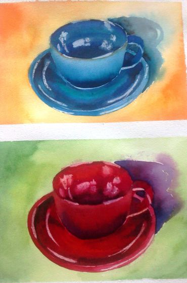 Watercolour tea cups - Adult Art lessons