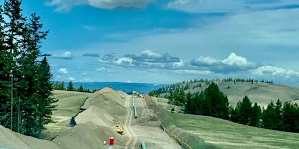 Pipeline construction in a hilly rural area.