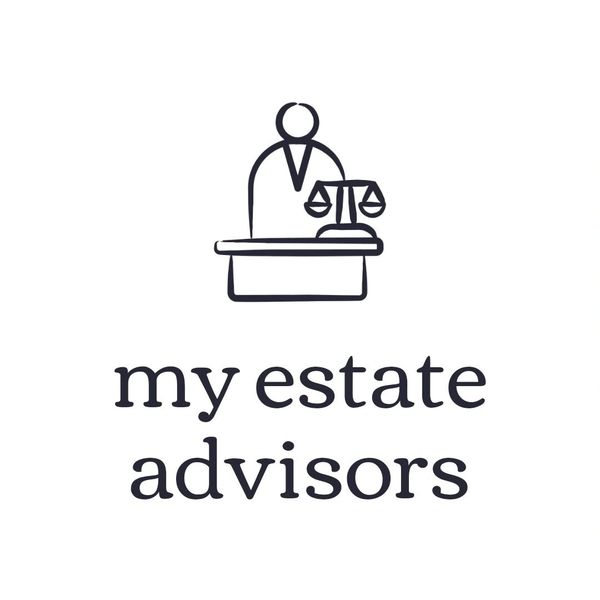 Logo of estate advisors featuring a figure and scales of justice.