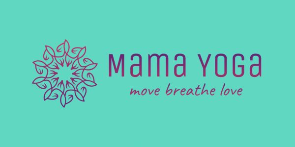 Logo for Mama Yoga with tagline move breathe love.