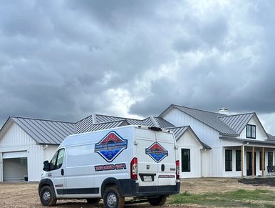 True Air Conditioning van at a new construction job in Goliad, TX. 