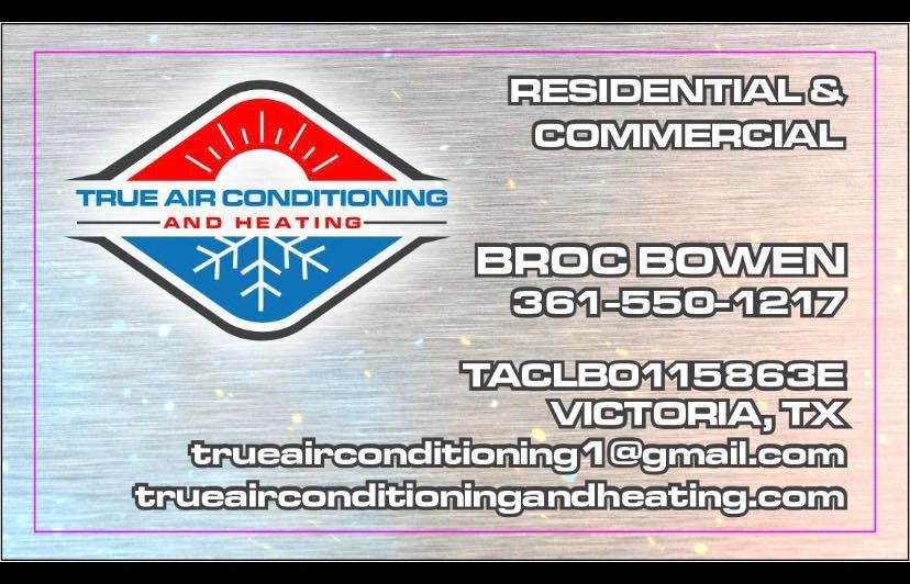 True Air Conditioning and Heating,LLC business card. 