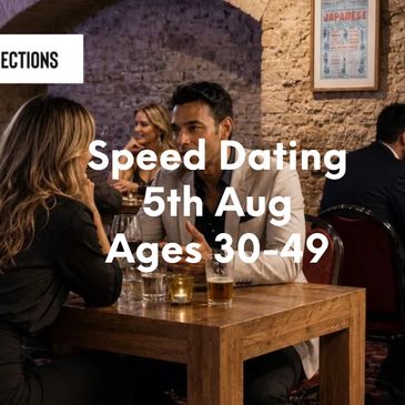 Cozy restaurant promoting speed dating for ages 50+ on June 4th.