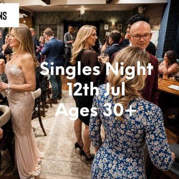 Event announcement for Singles Night on June 26th for ages 30+.