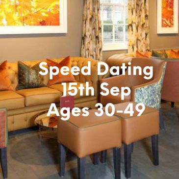 Cozy restaurant promoting speed dating for ages 50+ on June 4th.
