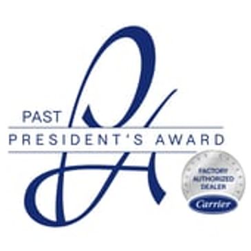 Carrier Presidents Award logo in white, blue and silver