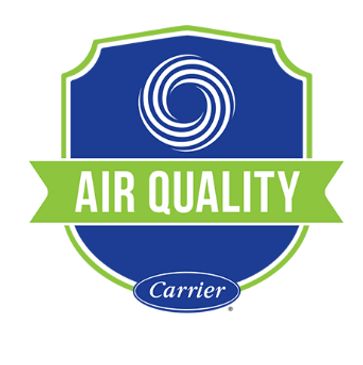 Carrier Air Quality Expert logo in green white and blue