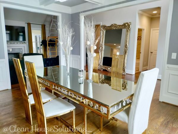Dining room table. Glass dining room table set. Gold dining table. Luxury dining room table set.
