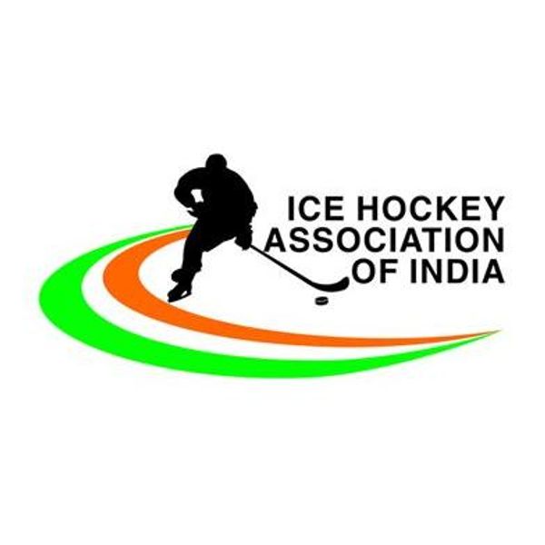 Logo of the Ice Hockey Association of India with player silhouette.
