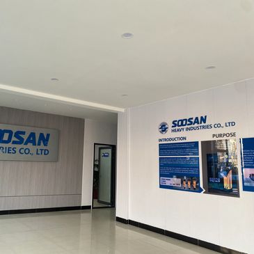 Soosan Heavy Industries lobby: corporate signage and info displays in industrial firm’s entrance.