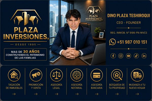 Publicidad de Plaza Inversiones con contacto y servicios.