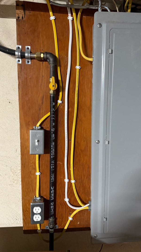 Switch and Outlet installation in a basement.