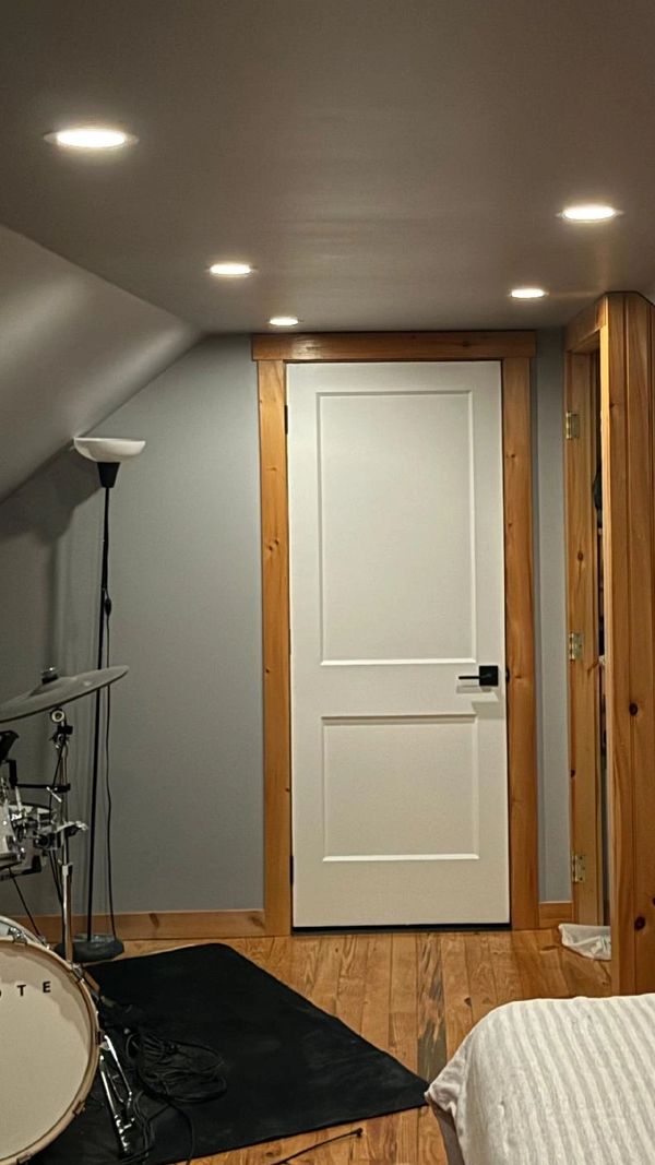 Recessed Light installation in attic bedroom.