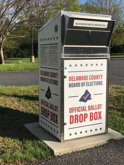 Official Delaware County Ballot Drop Box at the Rachel Kohl Library in Garnet Valley, PA.  