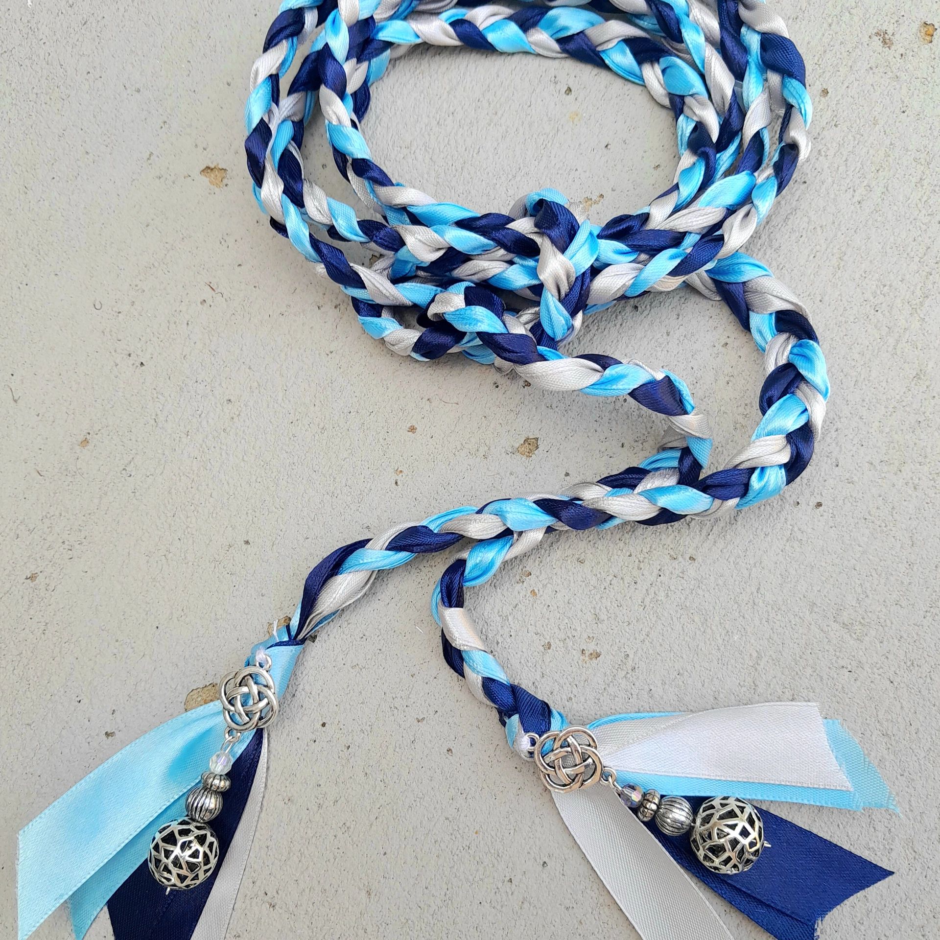 Handfasting Cord in blue and silver