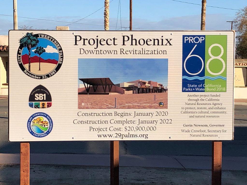 Project Phoenix sign showing construction on the $20M project has begun.