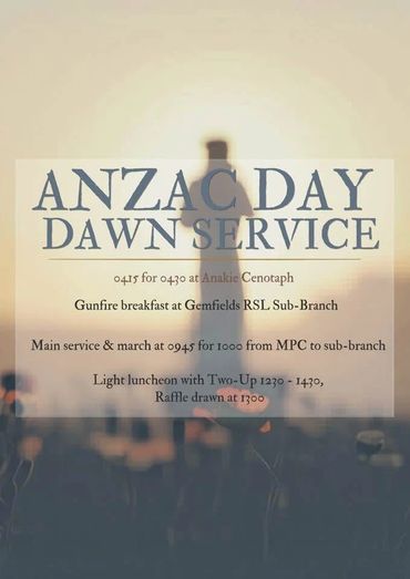 Dawn Service 0415 for 0430 at Anakie Cenotaph.
Gunfire breakfast at Gemfields RSL Sub-branch