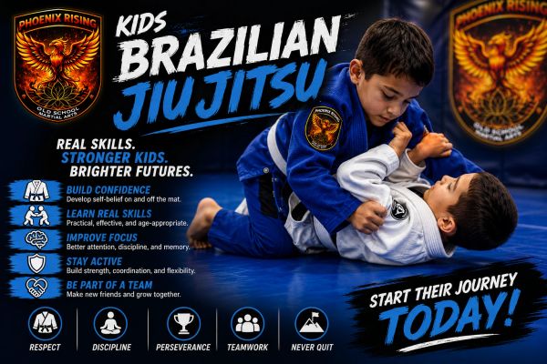 Kids training Brazilian Jiu Jitsu at Phoenix Rising.