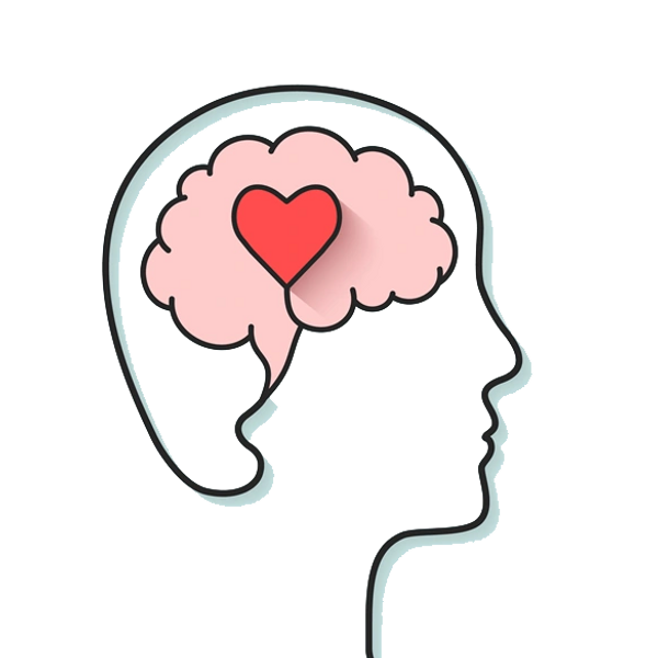 A brain with a heart on it promoting mental health