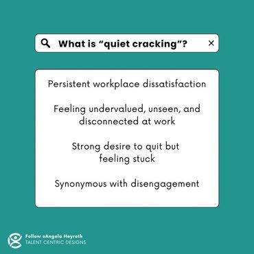 Q&A card. Question: What is quiet cracking? Answer: Persistent workplace dissatisfaction