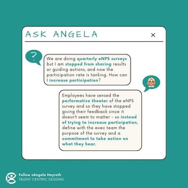 Q&A card. Question: How to increase survey participation? Answer: Instead define the purpose