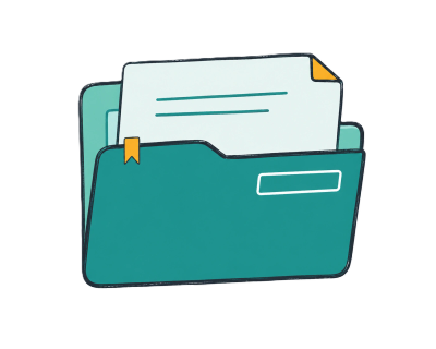 Folder representing client case studies, evidence, and applied experience