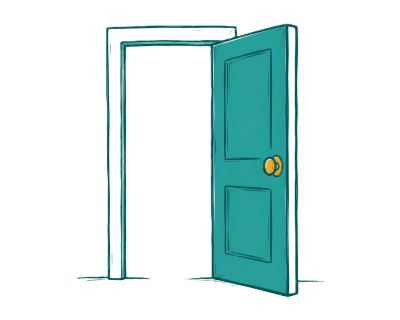 Open door representing taking action to connect and to engage