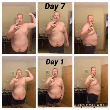 Day 1 vs Day 7 of the VShred Program started on February 19th, 2020