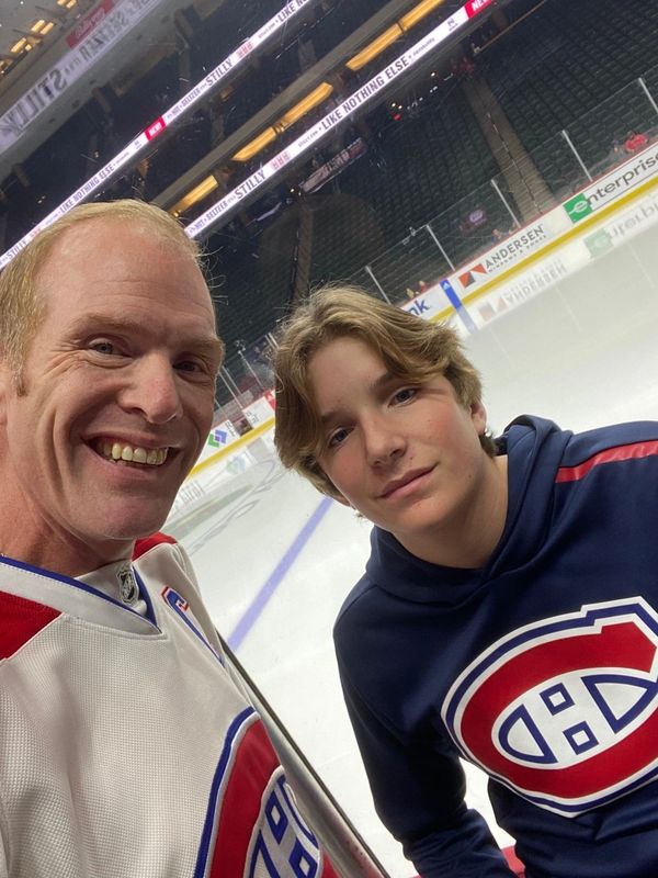 Ethan and I at the Xcel Energy Center watching the Minnesota Wild vs the Montreal Canadiens.