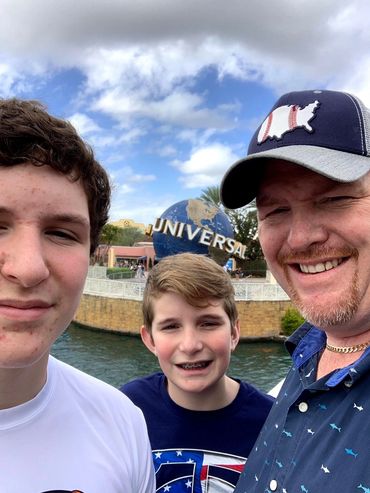 Gabe and Ethan with me as we celebrated the first 20lbs lost at Universal Studios for our first time