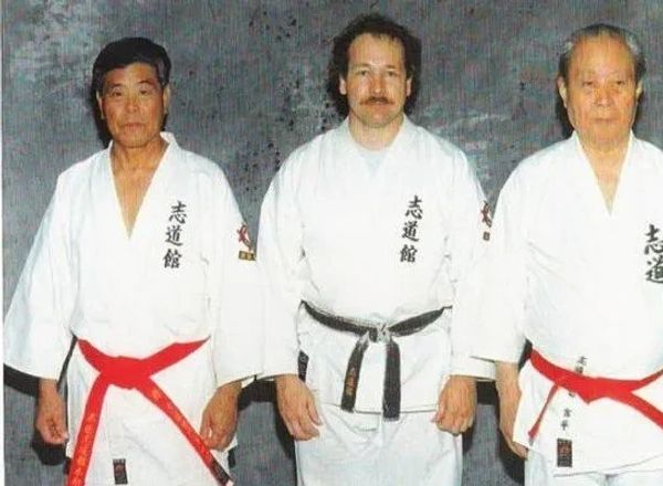 Seikichi Iha, Roberto Curtis, Katsuya Miyahira at the Beikoku Shidokan National Training Seminar at