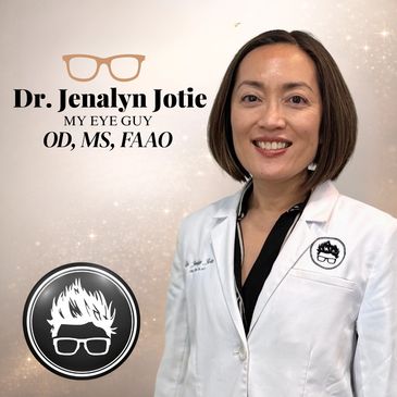 Dr. Jenalyn Jotie, optometrist with credentials OD, MS, FAAO.
