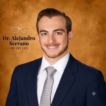 Portrait of Dr. Alejandro Serrano with logo.