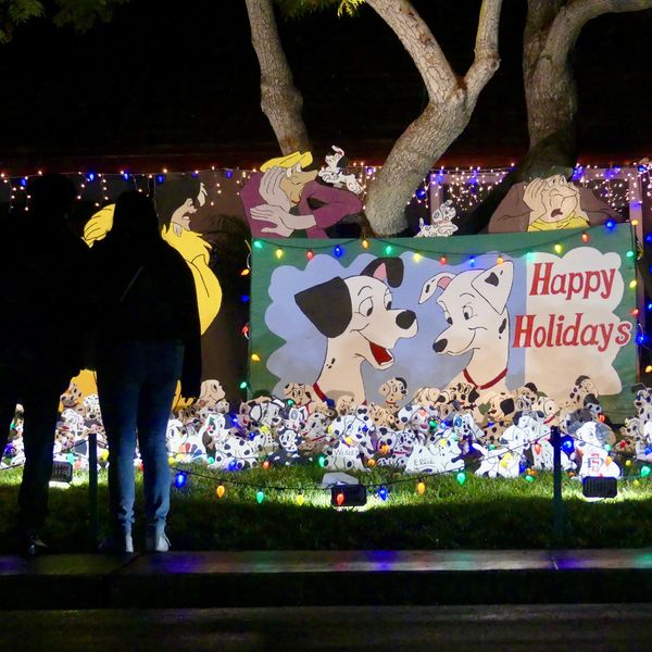 101 Dalmations House on Christmas Card Lane. Holiday Lights in San Diego.