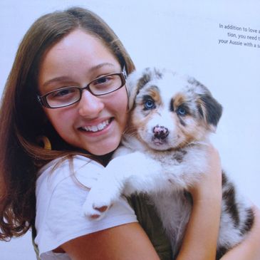 Our daughter and puppies were featured in the book  Australian Shepherds by Christina Cox-Evick 