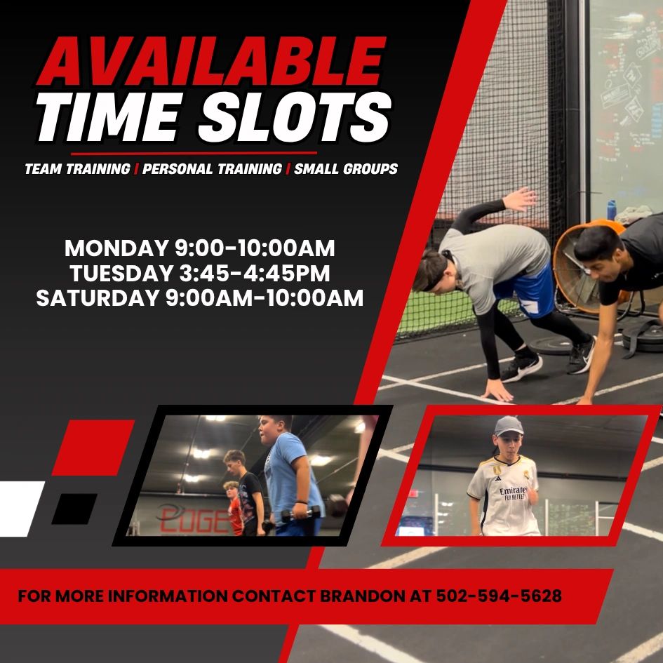 Available training time slots for team, personal, and small group sessions.