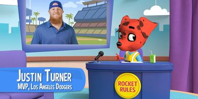Rocket the Safety Spokesdog and Dodgers' MVP Justin Turner talk about being safe in this PSA.