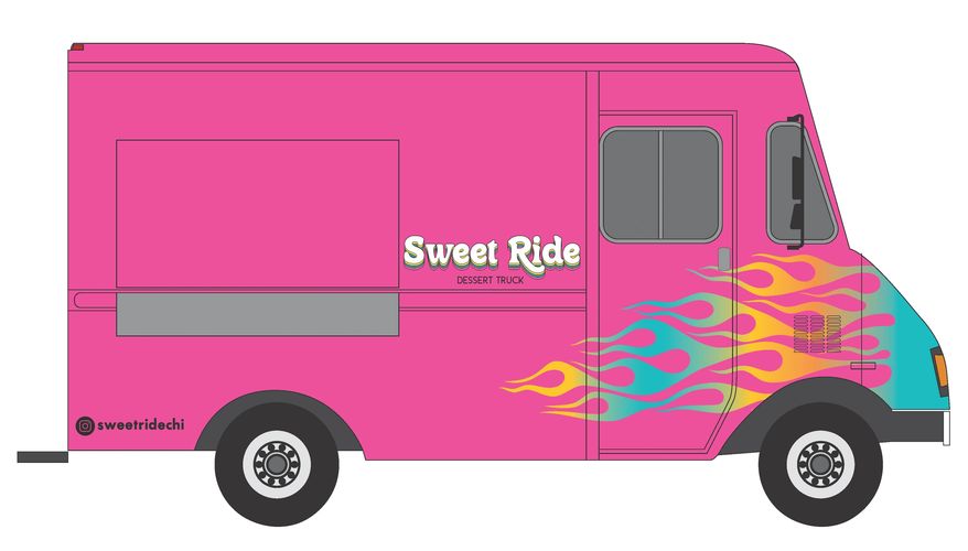 big flaming pink cupcake food truck