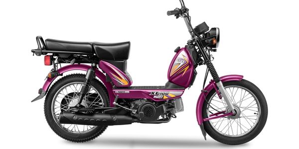A purple and black classic moped with a simple design.