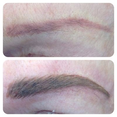 Color correcting redness in brows