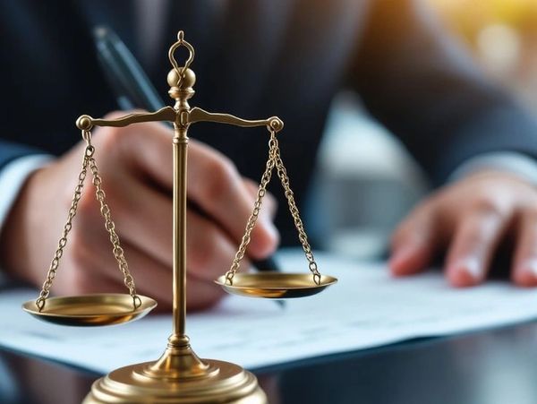 ميزان العدل – توقيع مستندات قانونية | Scales of Justice – Signing Legal Documents