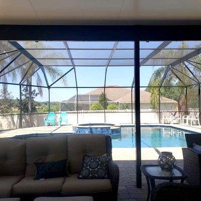 Harmon's Services in Polk County FL.  Custom Combo Roof Pool Enclosure.