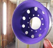 22.5 Alcoa alloy wheel powered with Candy Purple but not baked yet.
