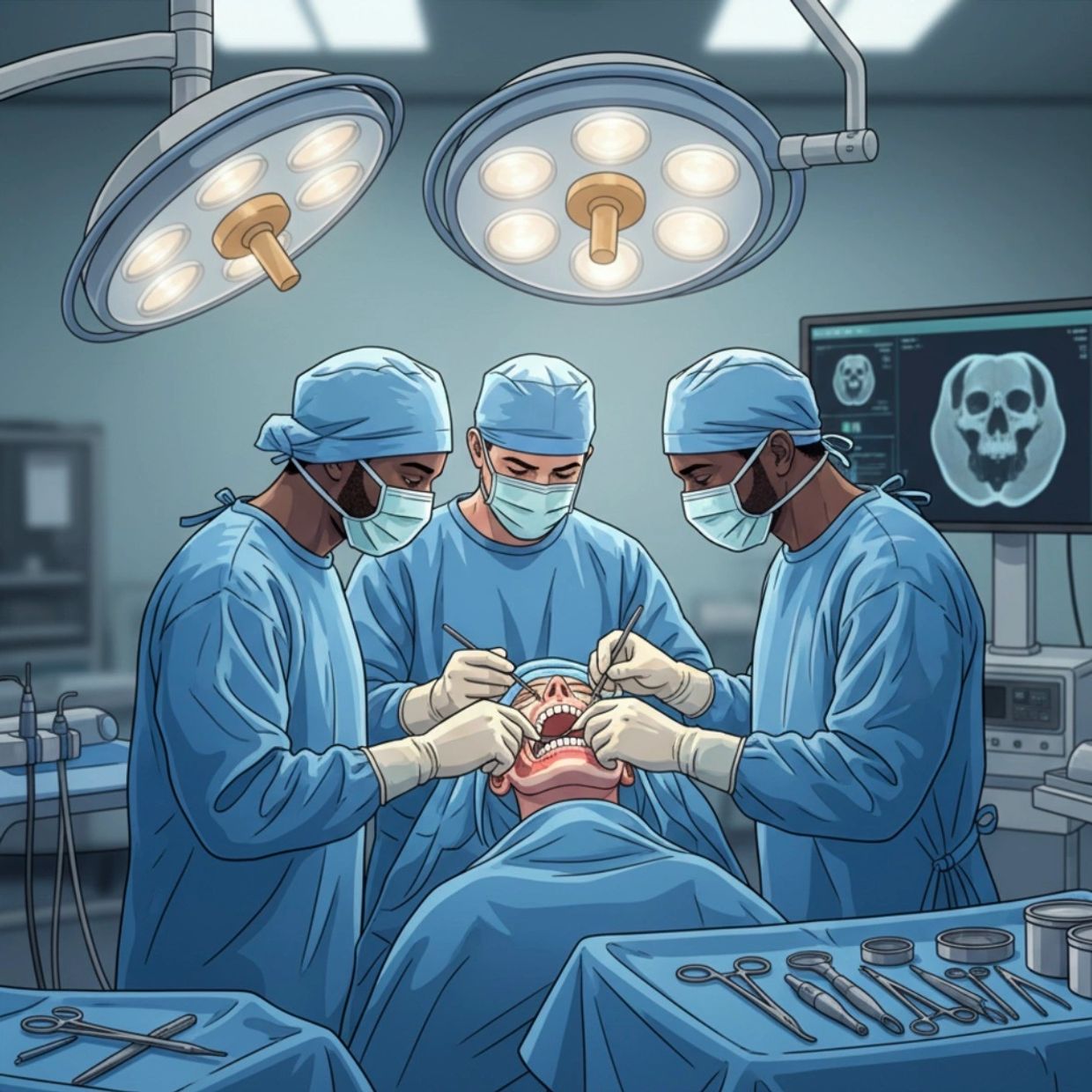 Dr shubham sinha performing oral and Maxillofacial surgeon at face1 dental noida