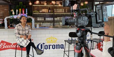 Filming an interview on location